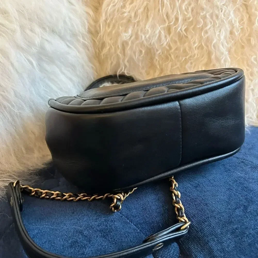 Chanel Coco Mark V-Stitch Top Handle Crossbody Chain Shoulder Bag Black